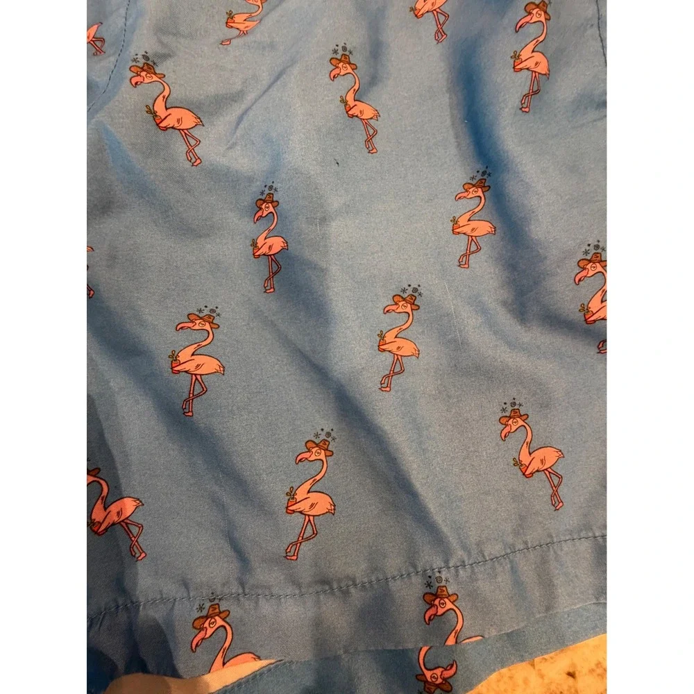 Cotton On Swim‎ Flamingo Print Swim Trunks Mens Size L Blue